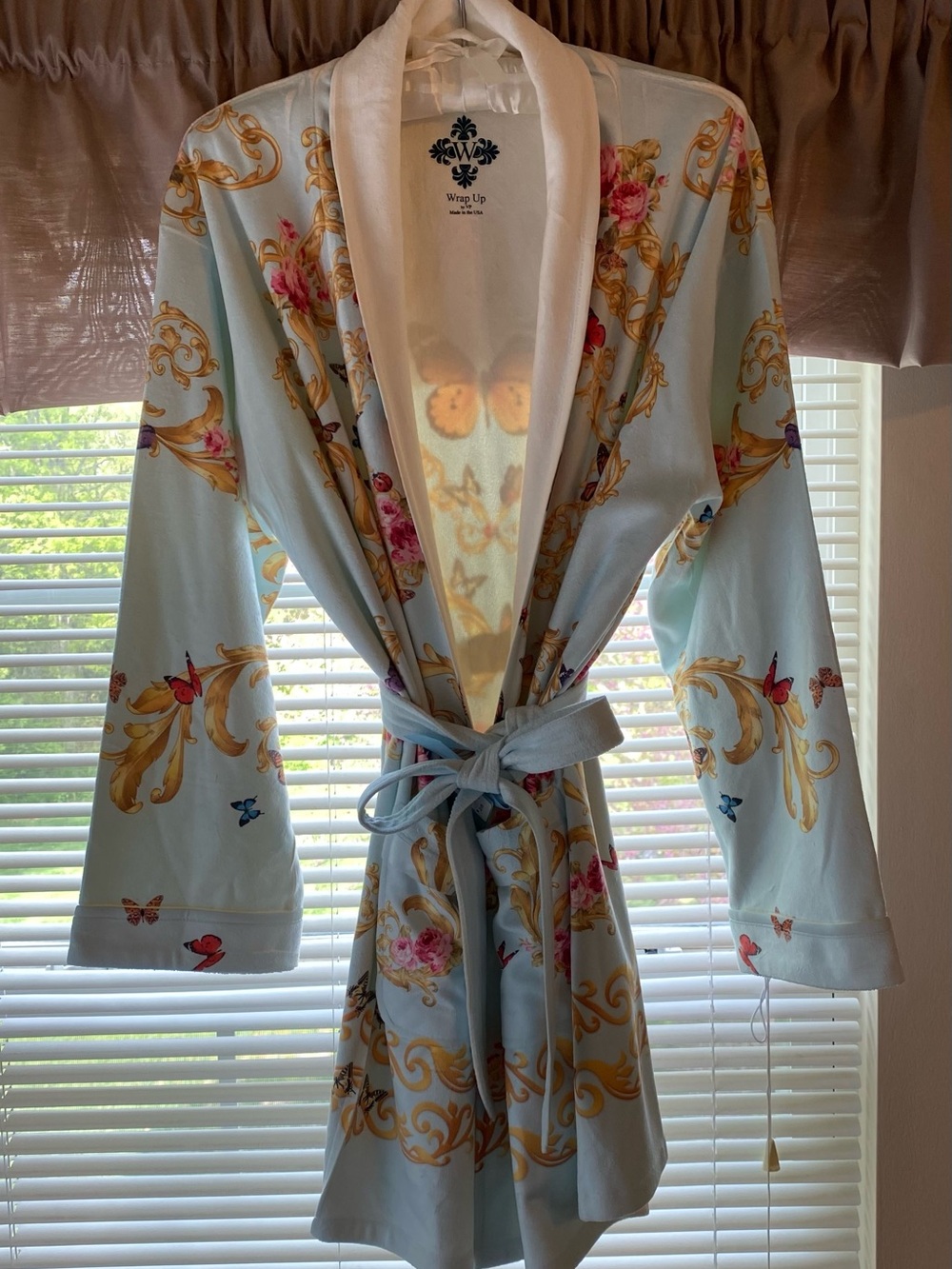Blue Butterflies Short Robe - S/M - Picture 6 of 9